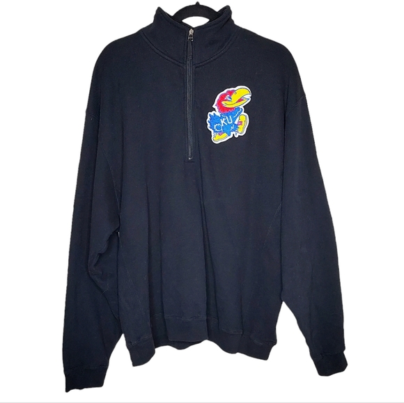Alpine Cotton Kansas Jayhawks Logo Half Zip Sweatshirt Size XXL - Picture 1 of 10